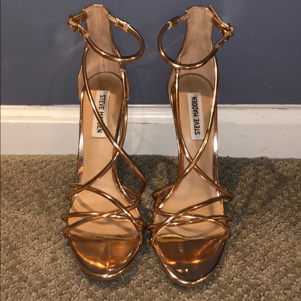 Steve Madden Satire Rose Gold Strappy Heels